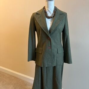 Olive Green Women's Wool Suit
